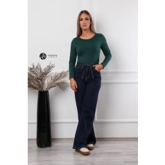 Kerek nyakú, hosszú ujjú poli body zöld