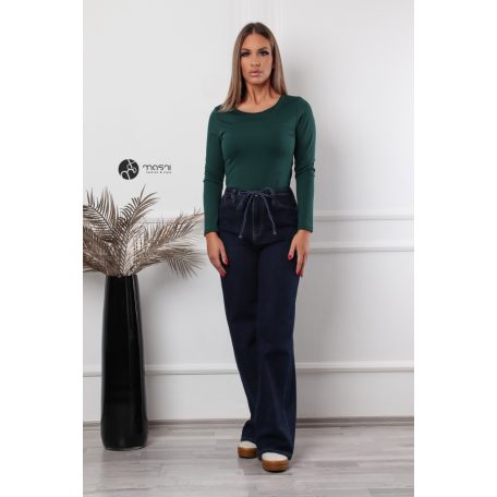 Kerek nyakú, hosszú ujjú poli body zöld