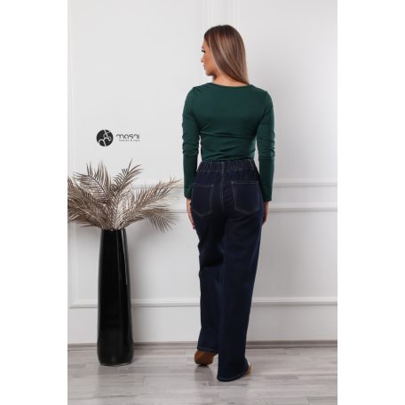 Kerek nyakú, hosszú ujjú poli body zöld