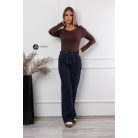 Kerek nyakú, hosszú ujjú poli body barna