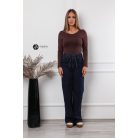 Kerek nyakú, hosszú ujjú poli body barna