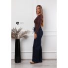 Kerek nyakú, hosszú ujjú poli body barna