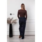 Kerek nyakú, hosszú ujjú poli body barna