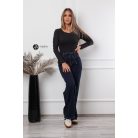 Kerek nyakú, hosszú ujjú poli body fekete