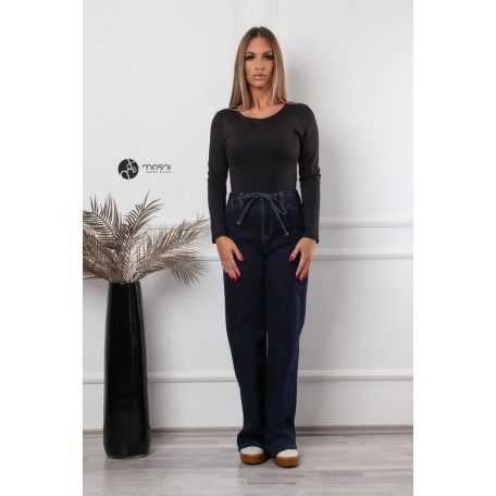 Kerek nyakú, hosszú ujjú poli body fekete