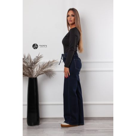 Kerek nyakú, hosszú ujjú poli body fekete