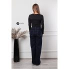 Kerek nyakú, hosszú ujjú poli body fekete