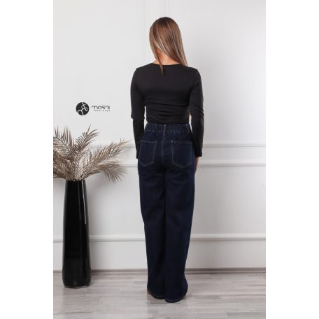 Kerek nyakú, hosszú ujjú poli body fekete