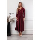 V nyakú, hosszú ujjú, arany kellékes poli body bordó