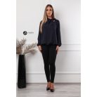 Hosszú ujjú, nyakán masnis felső sötétkék