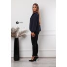 Hosszú ujjú, nyakán masnis felső sötétkék