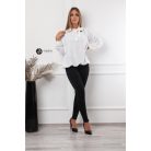 Hosszú ujjú, nyakán masnis felső fehér