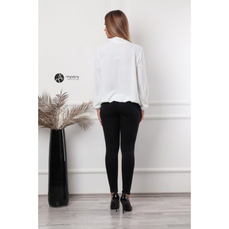 Hosszú ujjú, nyakán masnis felső fehér