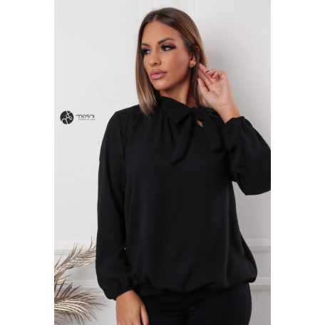 Hosszú ujjú, nyakán masnis felső fekete