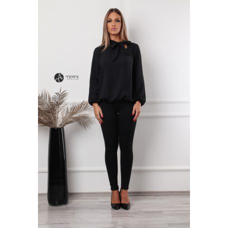 Hosszú ujjú, nyakán masnis felső fekete