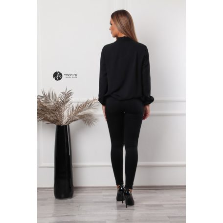 Hosszú ujjú, nyakán masnis felső fekete