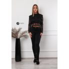 Fodros hosszú ujjú csipke felső fekete