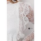 Fodros hosszú ujjú csipke felső fehér