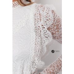 Fodros hosszú ujjú csipke felső fehér