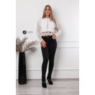 Fodros hosszú ujjú csipke felső fehér