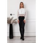 Fodros hosszú ujjú csipke felső fehér