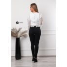 Fodros hosszú ujjú csipke felső fehér