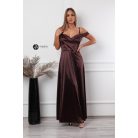 NOÉMIE szatén maxi ruha barna