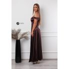 NOÉMIE szatén maxi ruha barna