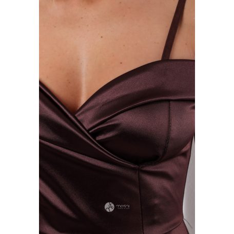 NOÉMIE szatén maxi ruha barna