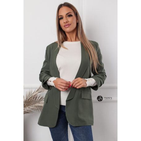 Húzott ujjú zakó nagy méret (L/XL) keki zöld
