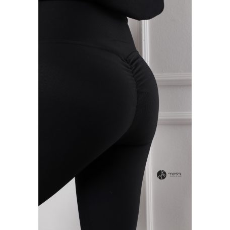 Mikrobordás (fenekén húzott) alakformáló leggings fekete