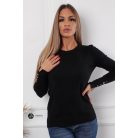 Ujján arany gombos kötött pulcsi fekete