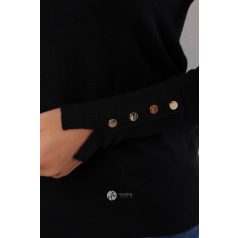 Ujján arany gombos kötött pulcsi fekete