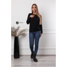 Ujján arany gombos kötött pulcsi fekete