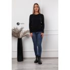 Ujján arany gombos kötött pulcsi fekete