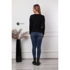 Ujján arany gombos kötött pulcsi fekete