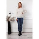 Ujján arany gombos kötött pulcsi fehér