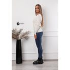 Ujján arany gombos kötött pulcsi fehér