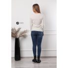 Ujján arany gombos kötött pulcsi fehér