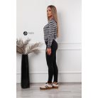 Ujján arany gombos csíkos kötött pulcsi szürke