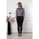 Ujján arany gombos csíkos kötött pulcsi szürke