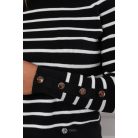 Ujján arany gombos csíkos kötött pulcsi fekete