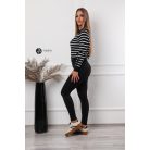 Ujján arany gombos csíkos kötött pulcsi fekete