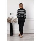 Ujján arany gombos csíkos kötött pulcsi fekete