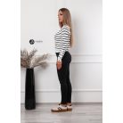 Ujján arany gombos csíkos kötött pulcsi fehér