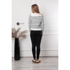 Ujján arany gombos csíkos kötött pulcsi fehér