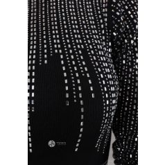 Kövezett mikrobordás kötött ruha fekete