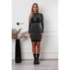 Kövezett mikrobordás kötött ruha fekete