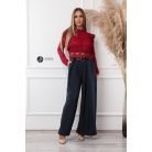 Fodros hosszú ujjú csipke felső burgundy