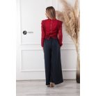 Fodros hosszú ujjú csipke felső burgundy